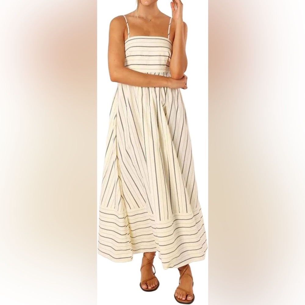 Striped Cream Maxi Skirt